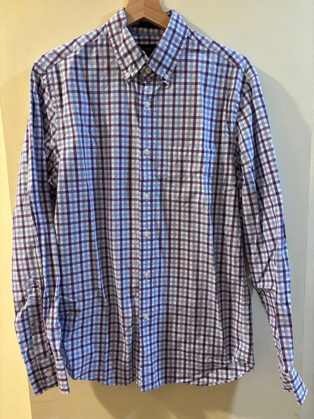 J. Crew Plaid Button-Down Shirt in Blue and Purple Plaid‎ size S Slimfit